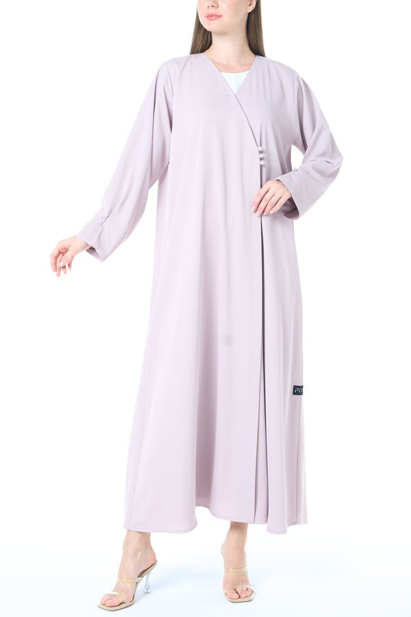 Pink Cool Crepe Abaya with Clean Minimal Finish and Klosh Silhouette