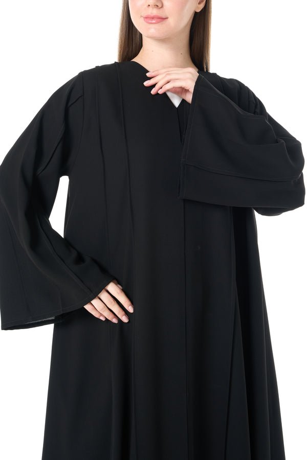 Black Claire Crepe Abaya with Klosh Cut and Straight Basic Design