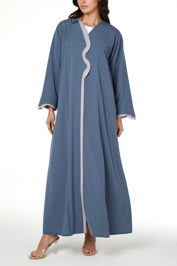 Blue Lio Crepe Abaya with Clean Minimal Design