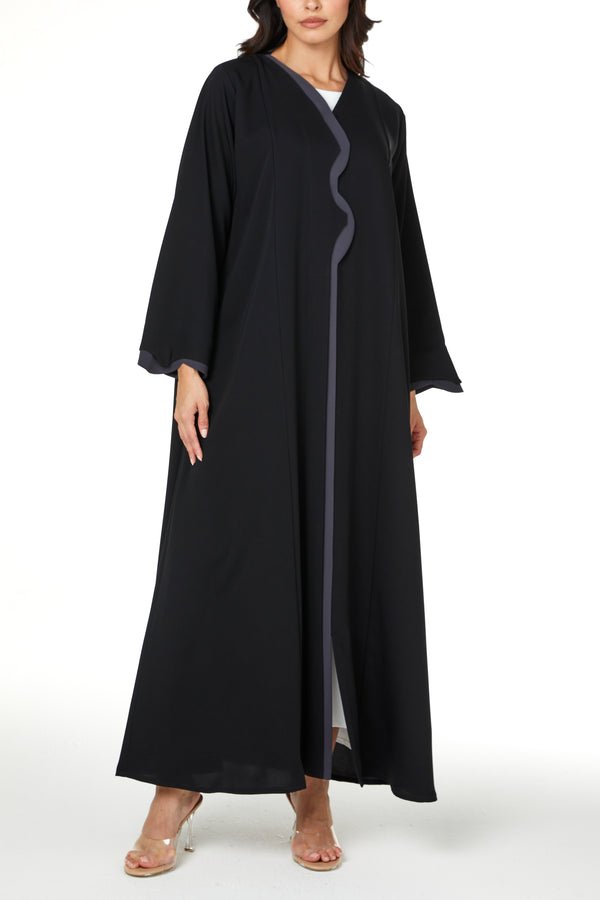 Black Layan Crepe Abaya with Clean Minimal Design