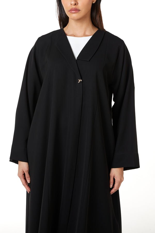 Black Aria Crepe Abaya with Clean Minimal Design
