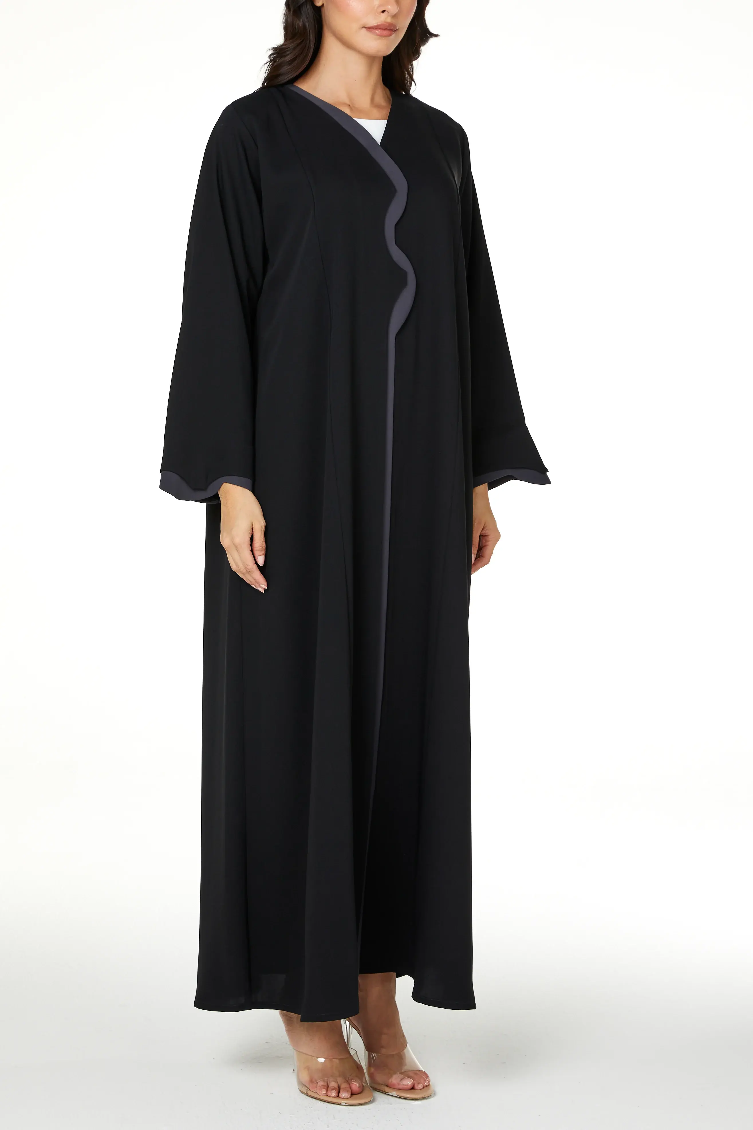 Black Layan Crepe Abaya with Clean Minimal Design