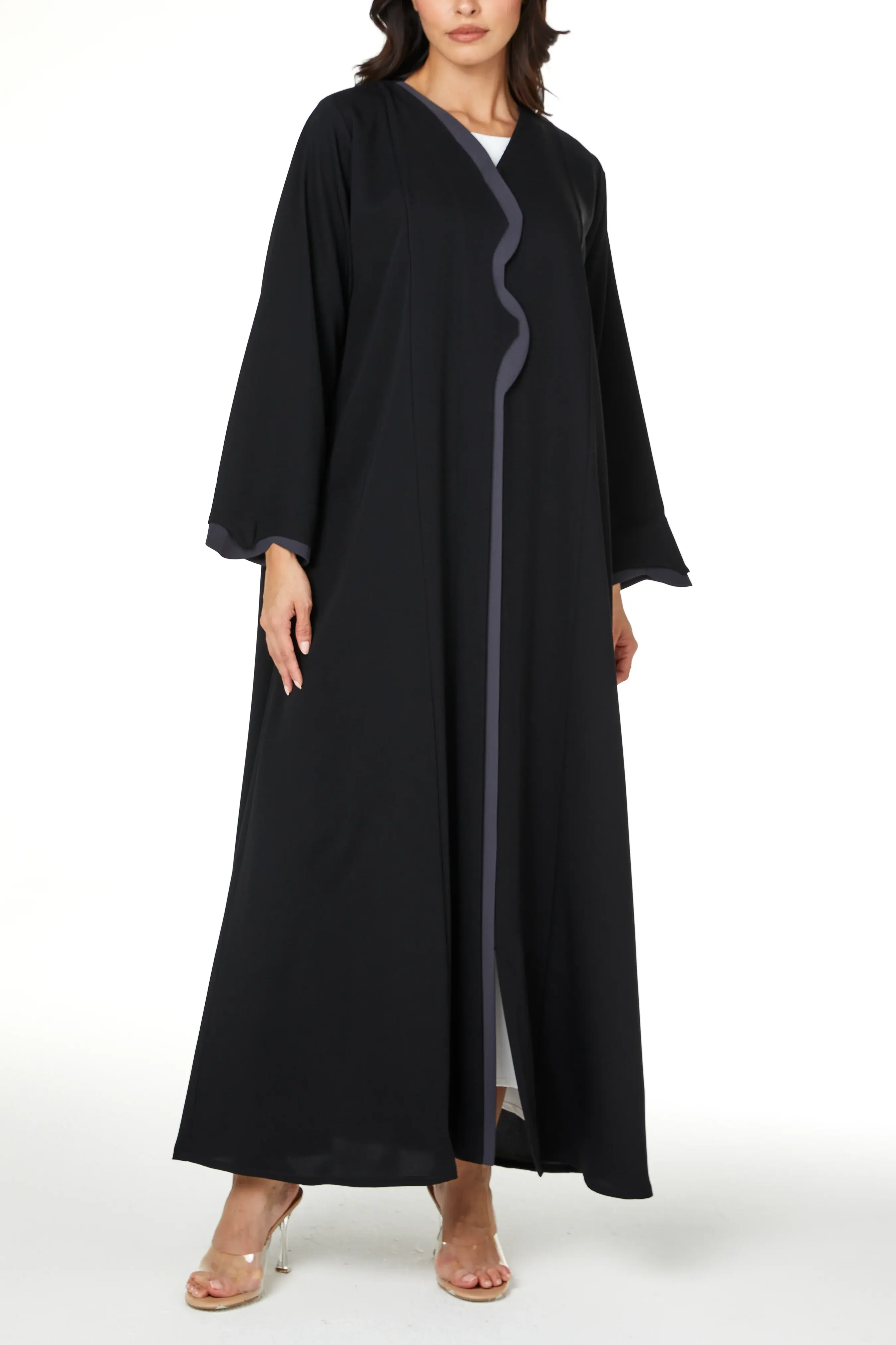 Black Layan Crepe Abaya with Clean Minimal Design
