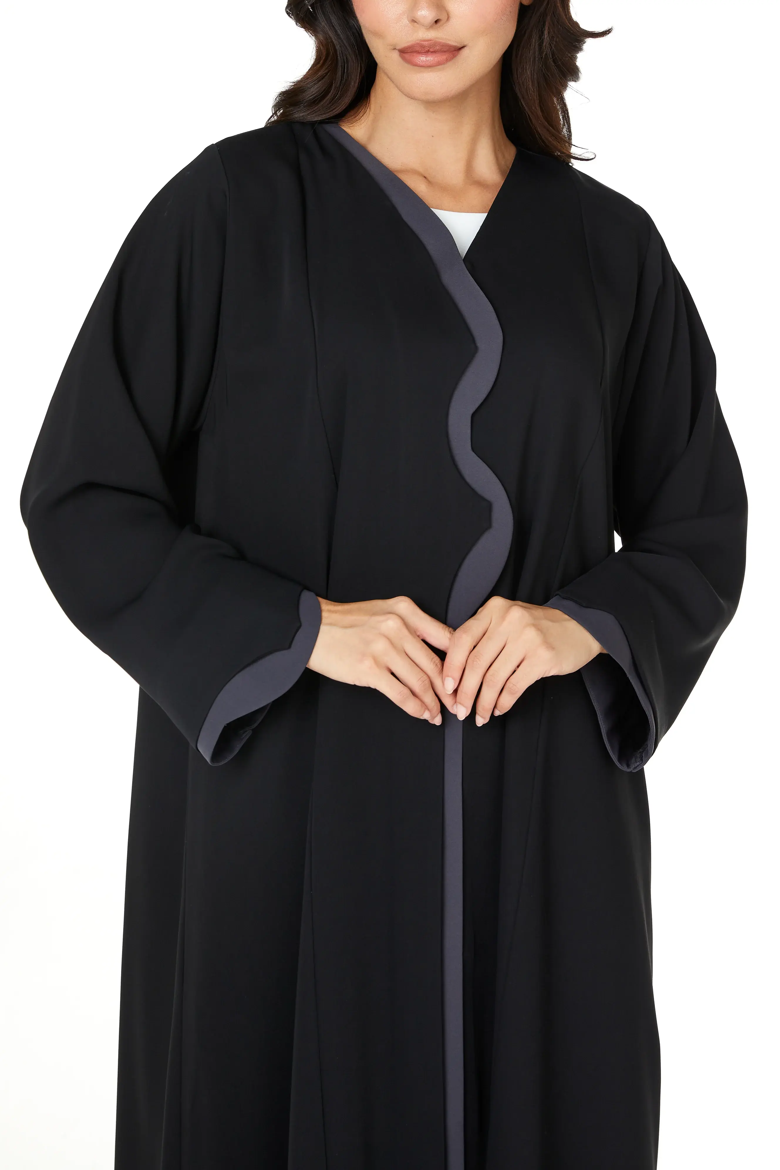 Black Layan Crepe Abaya with Clean Minimal Design