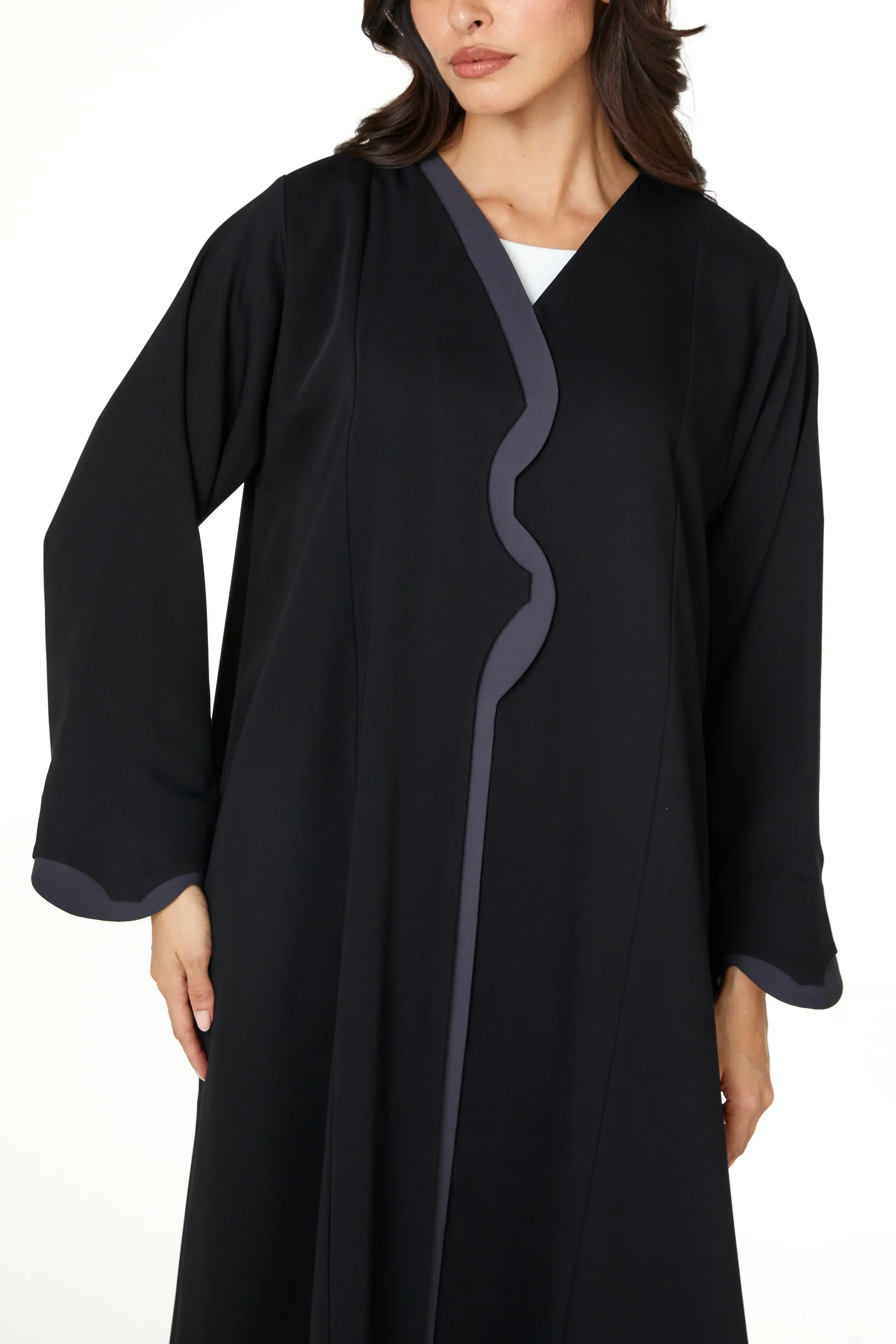 Black Layan Crepe Abaya with Clean Minimal Design