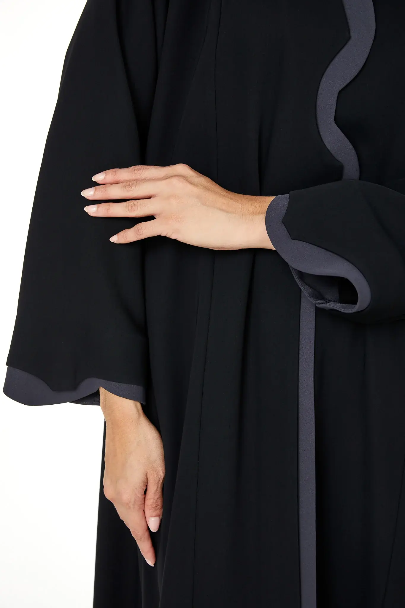 Black Layan Crepe Abaya with Clean Minimal Design