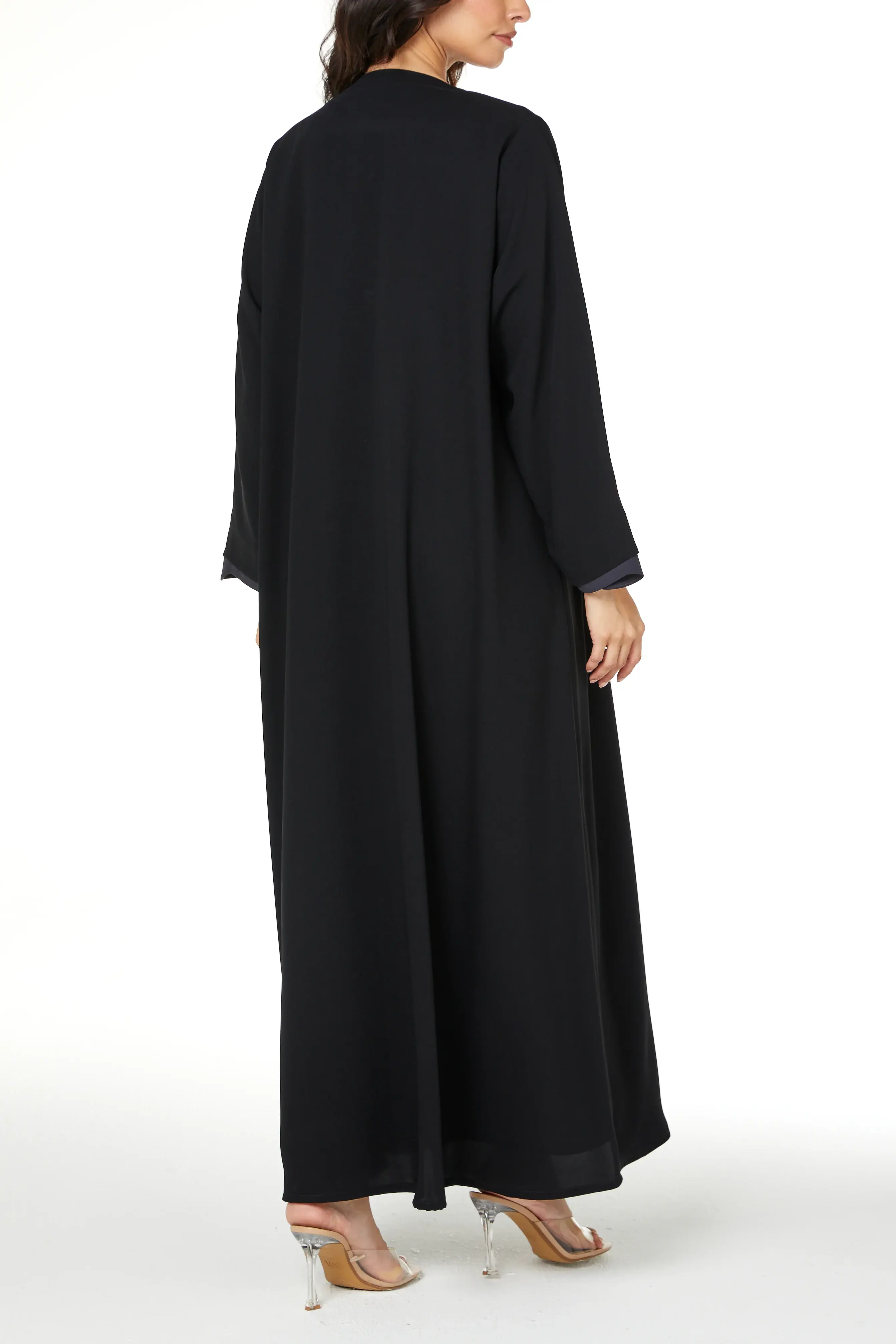 Black Layan Crepe Abaya with Clean Minimal Design