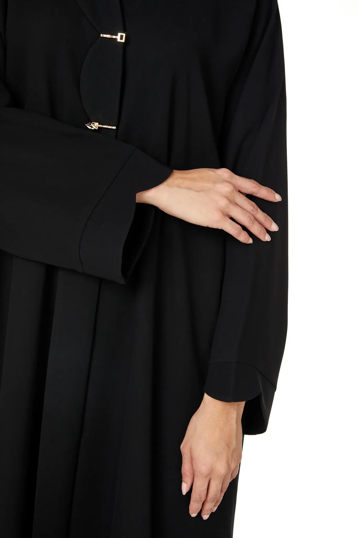 Black Jaime Crepe Abaya with Front Button Detail