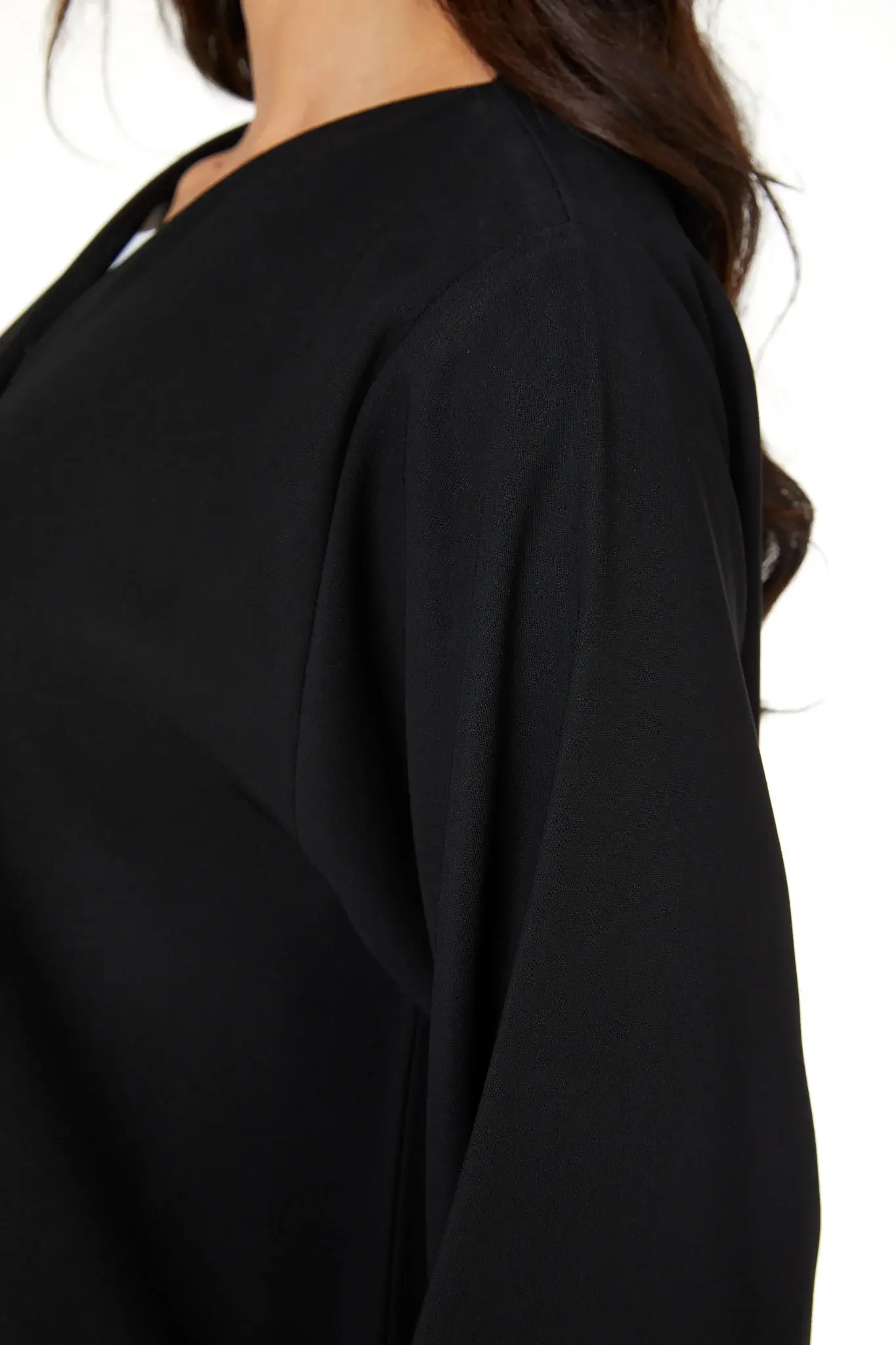 Black Jaime Crepe Abaya with Front Button Detail