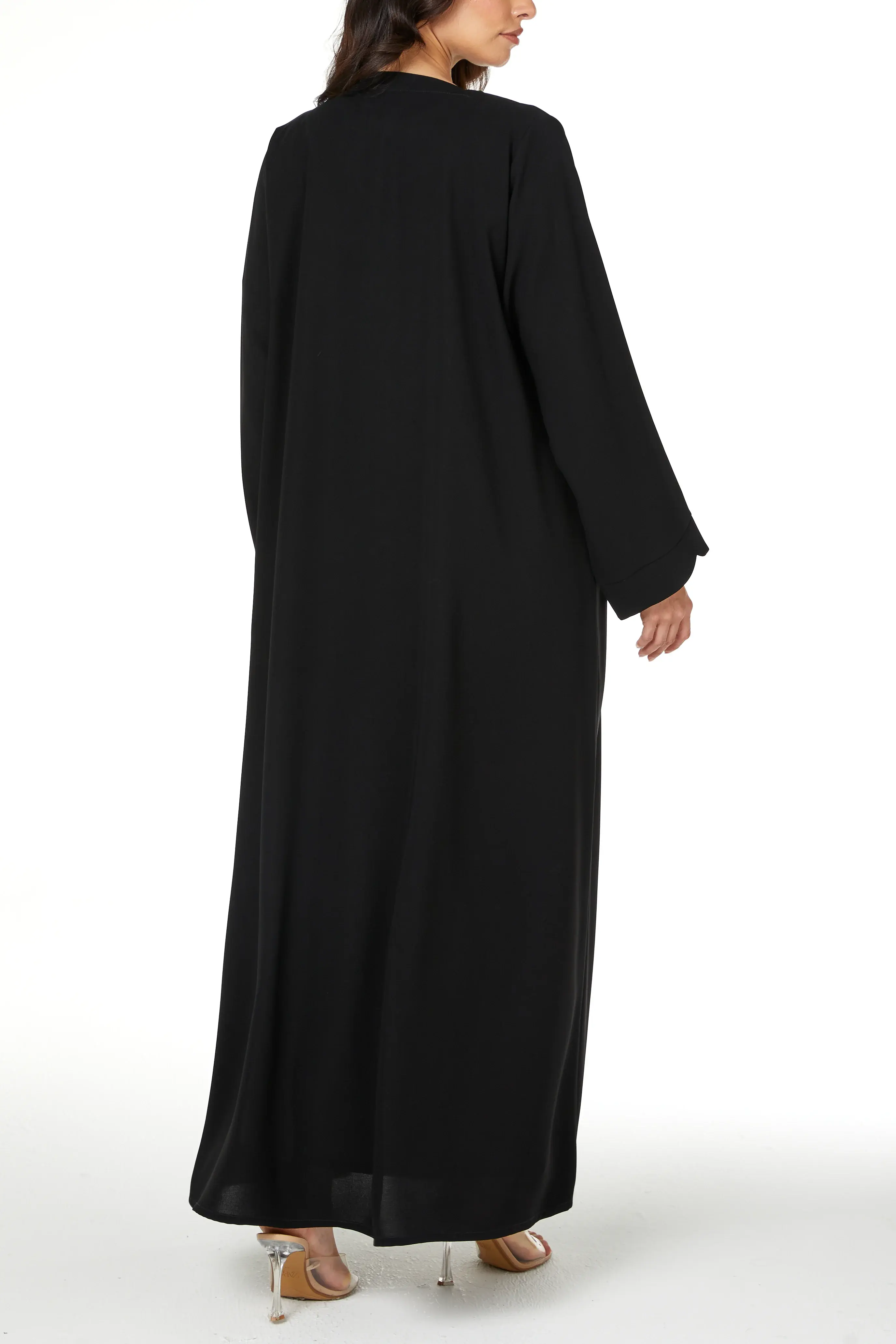 Black Jaime Crepe Abaya with Front Button Detail