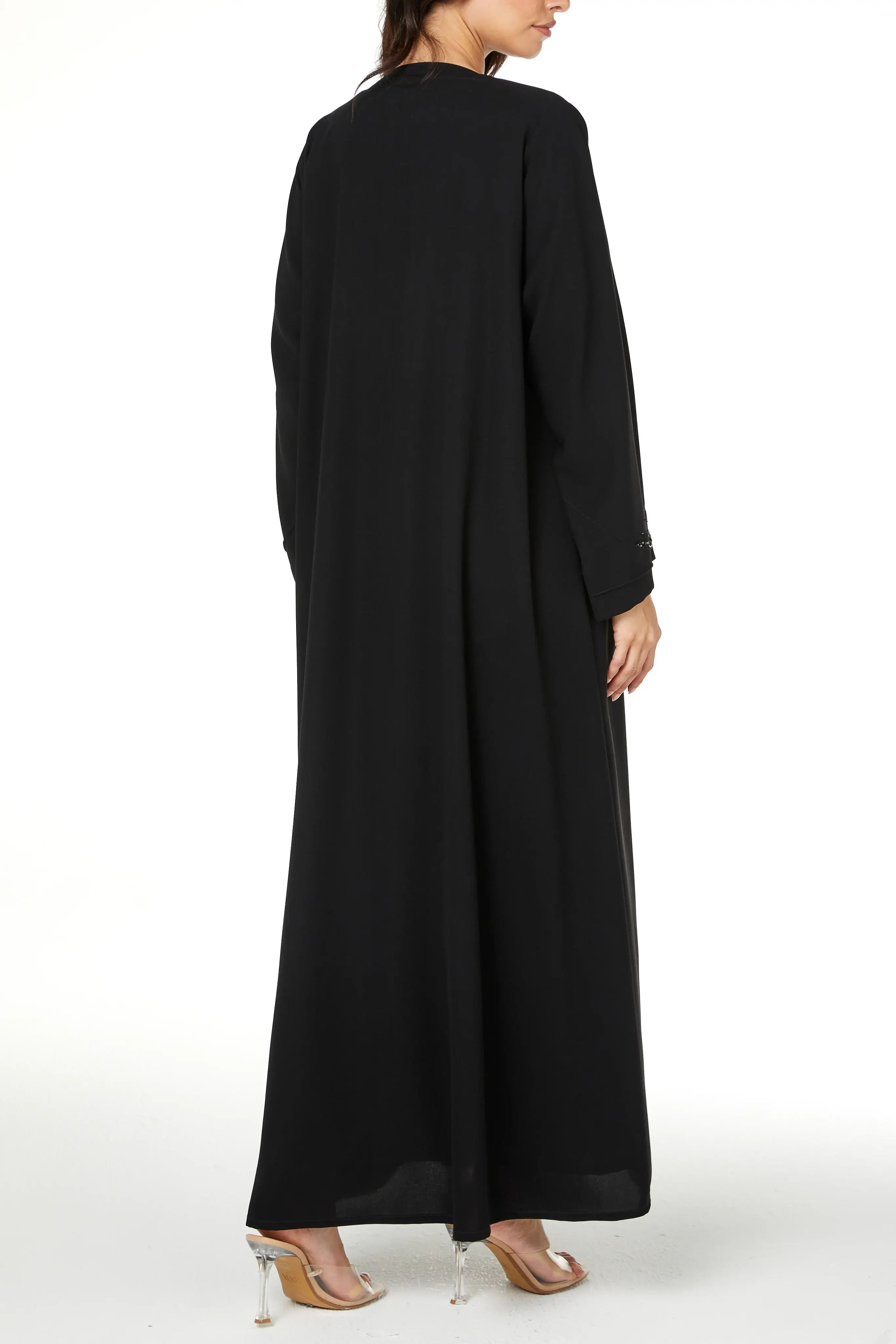 Black jaime crepe, Front Beadwork Pintuck Detail