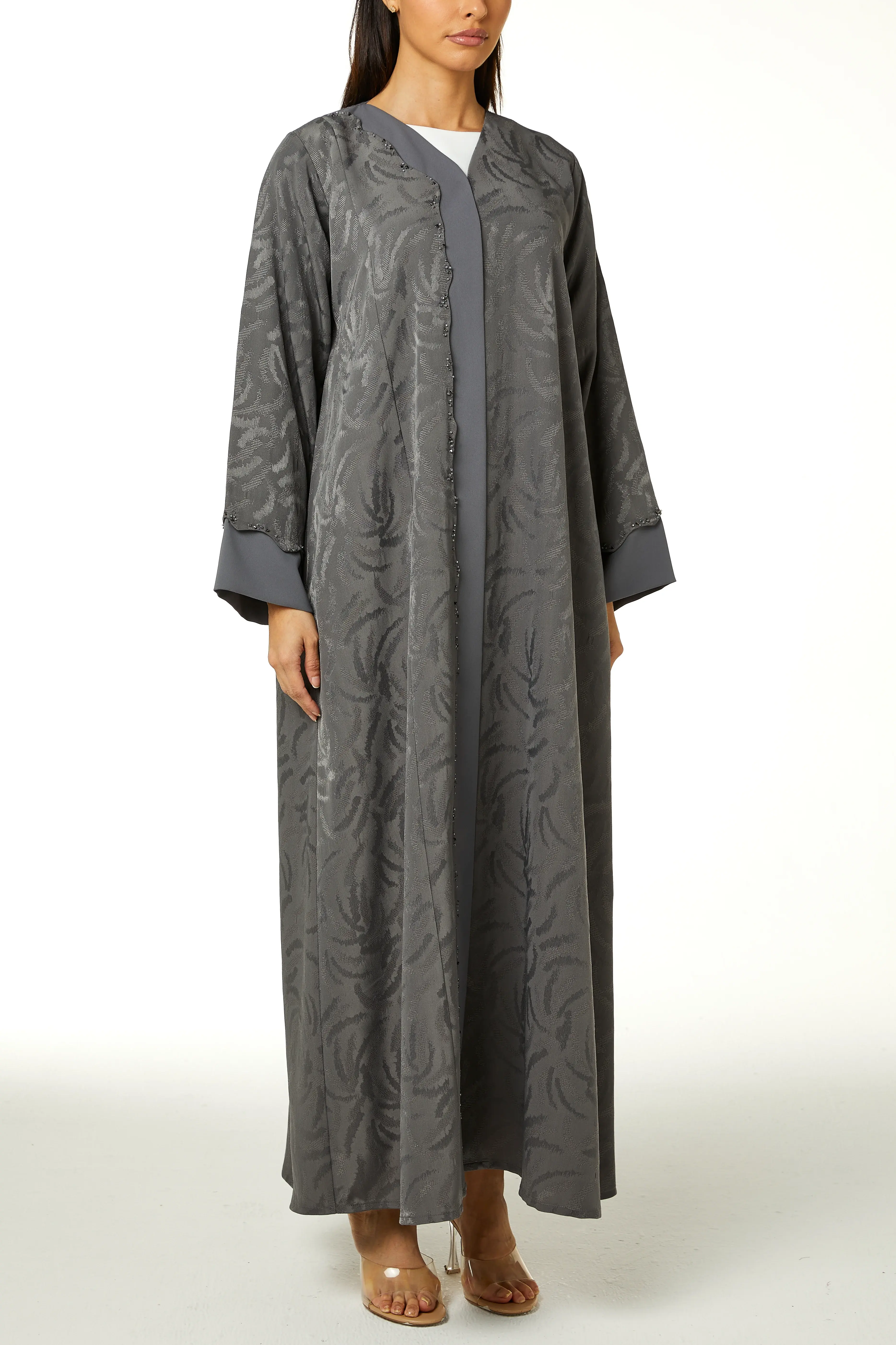 Grey Alpha Jaquard, Front Beadwork Detail