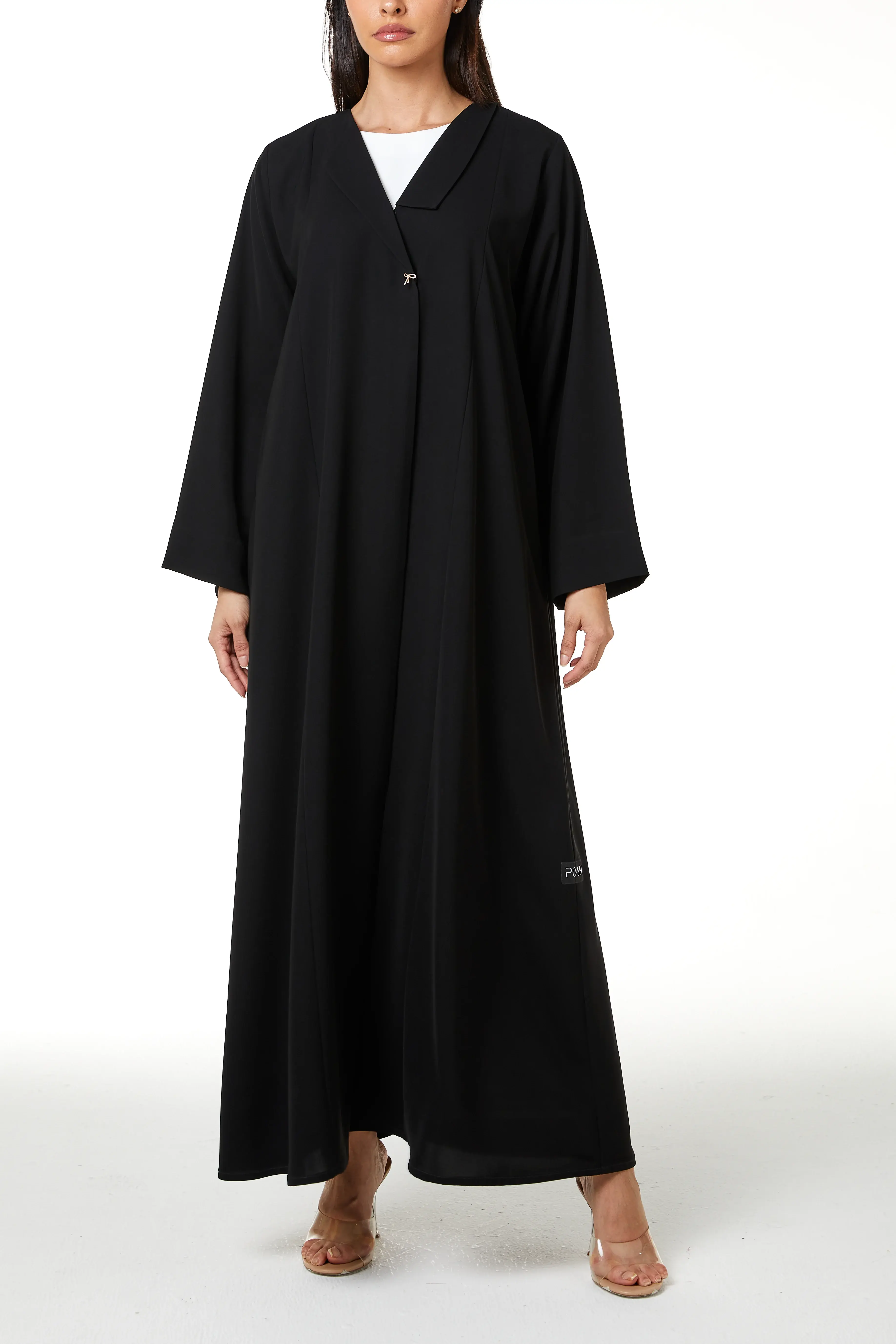 Black Aria Crepe Abaya with Clean Minimal Design