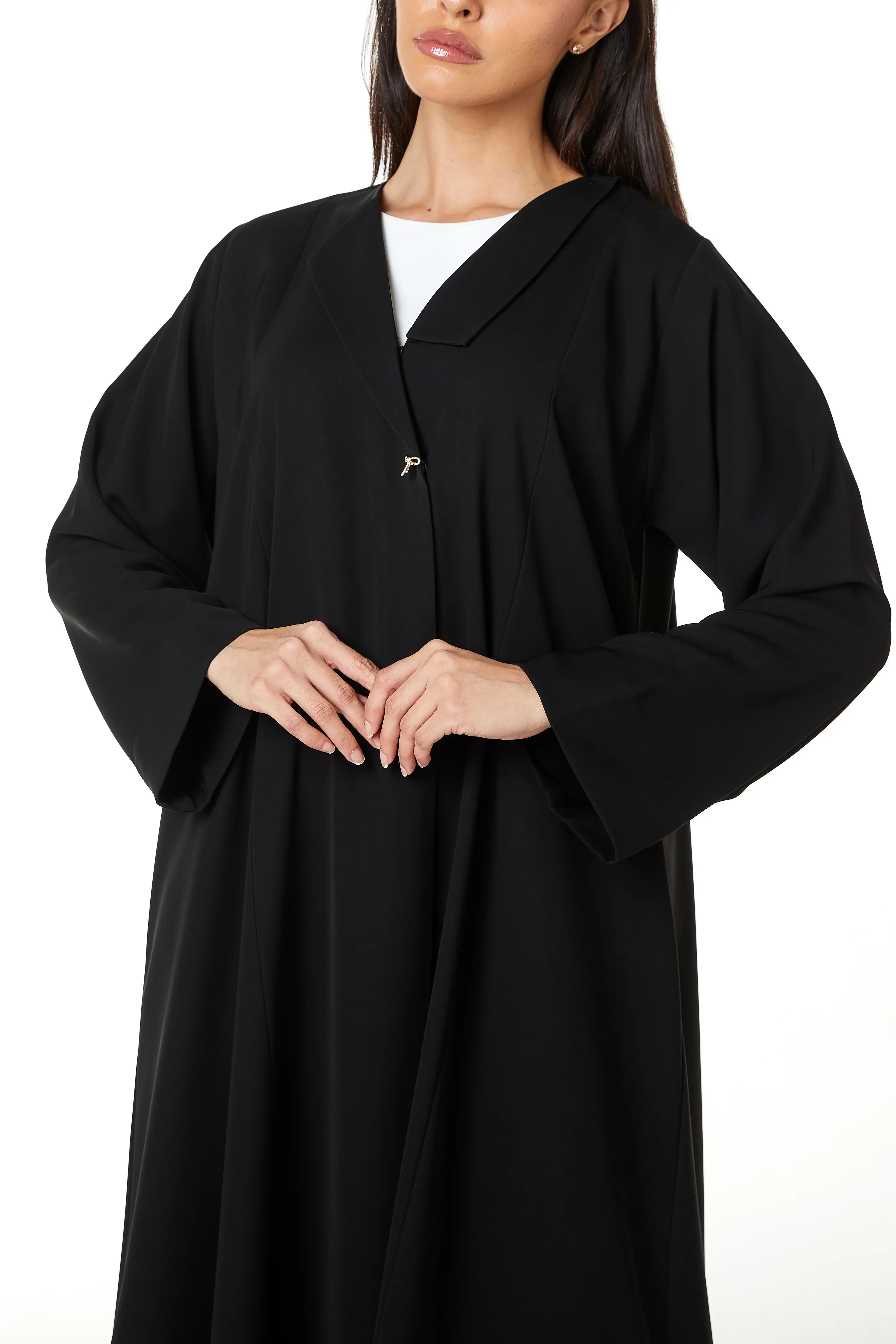 Black Aria Crepe Abaya with Clean Minimal Design