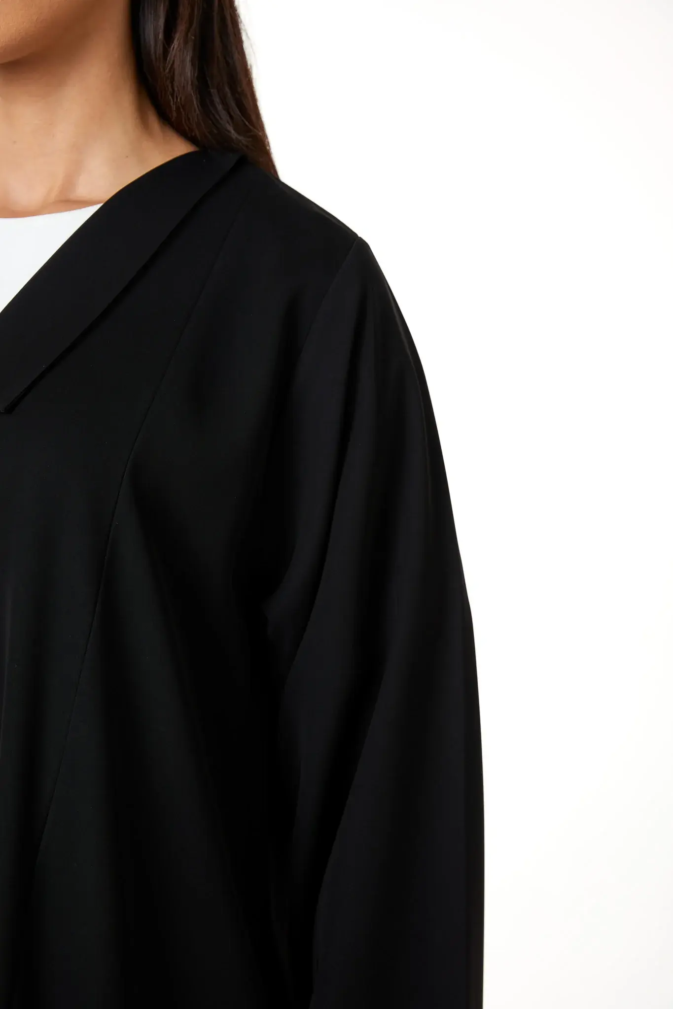 Black Aria Crepe Abaya with Clean Minimal Design