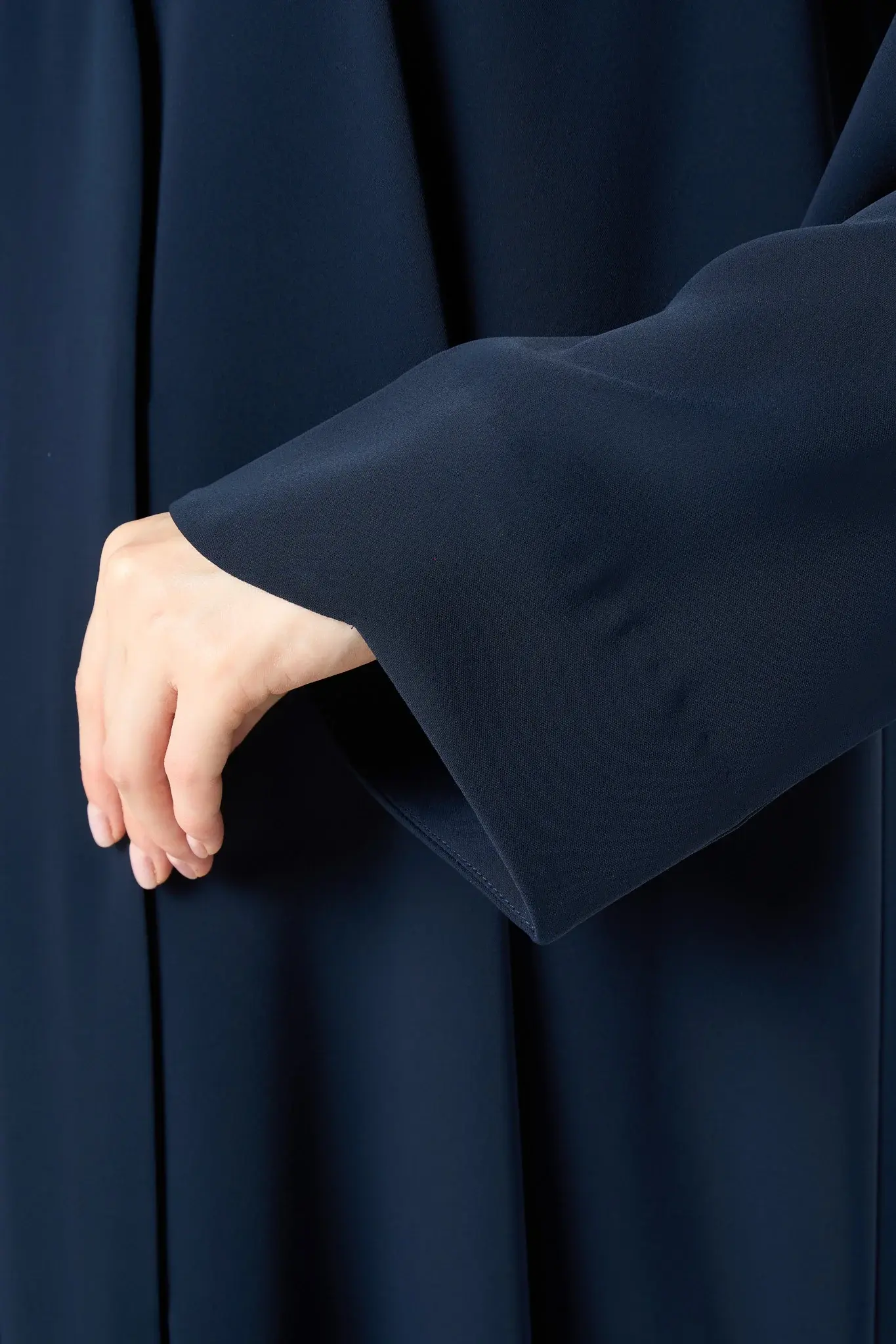 Blue Zoe Crepe Abaya with Decorative Bow Buttons