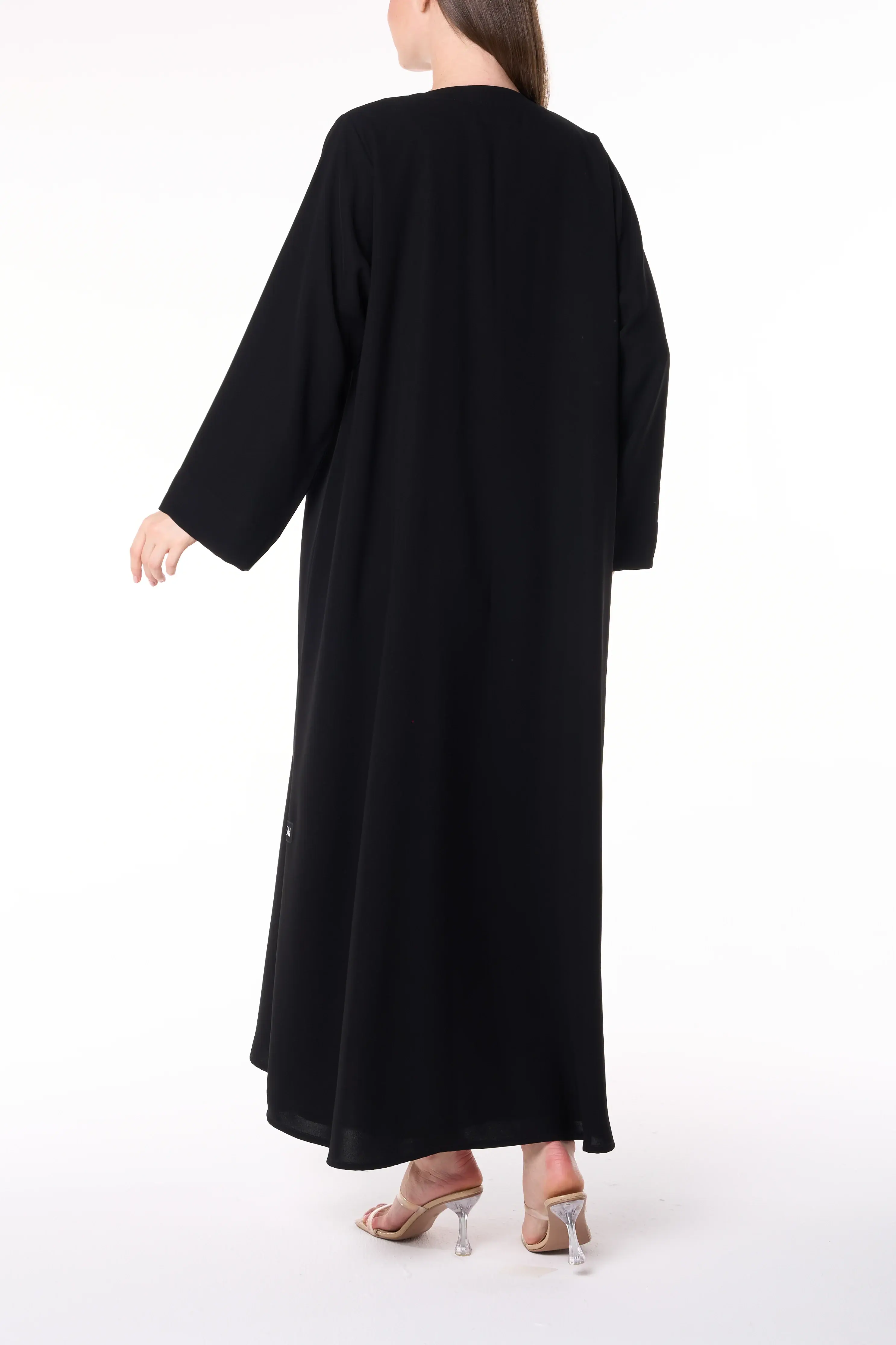 Black Jaime Crepe Abaya with Beadwork Accents