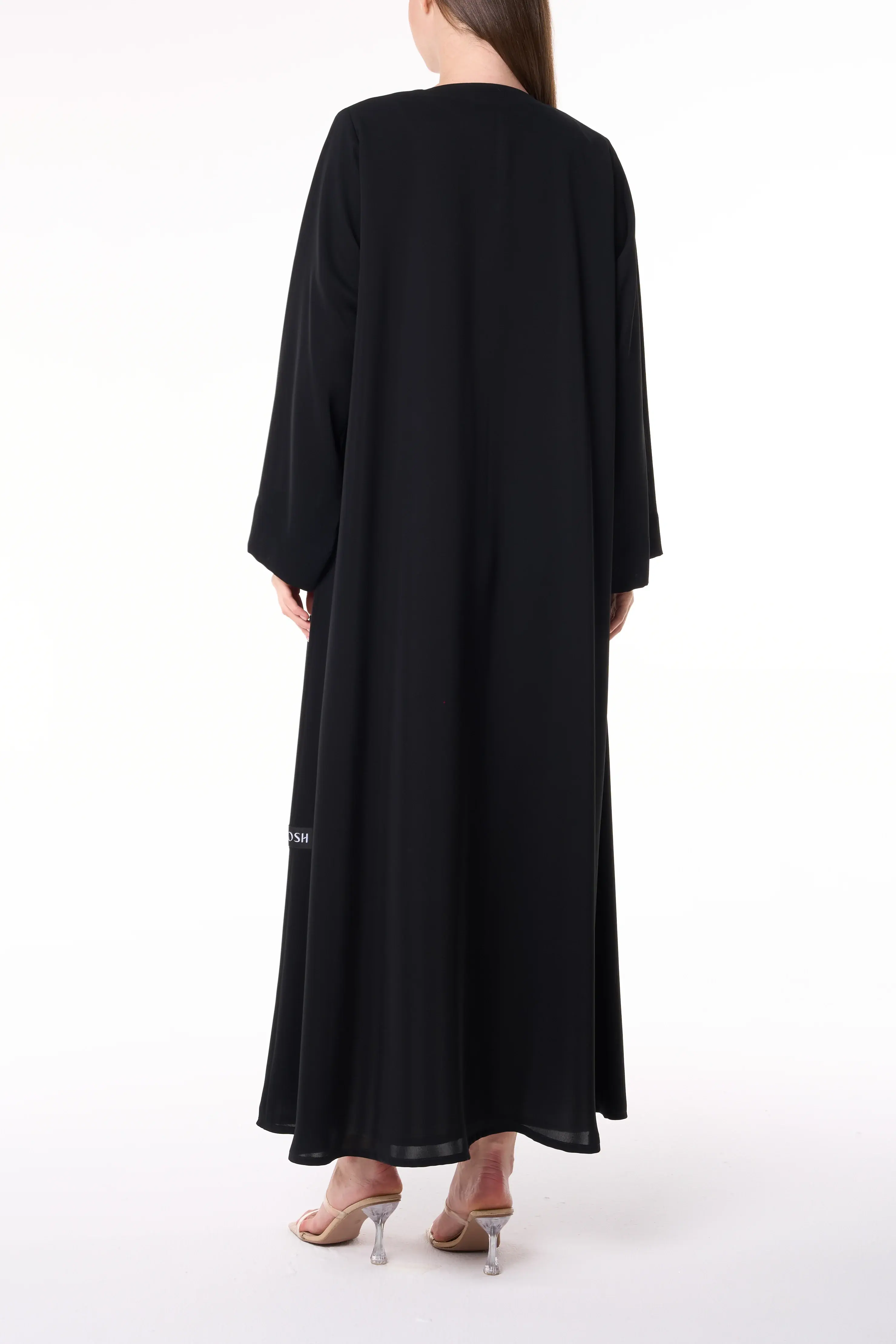 Black Nada Abaya with Golden Accent Button